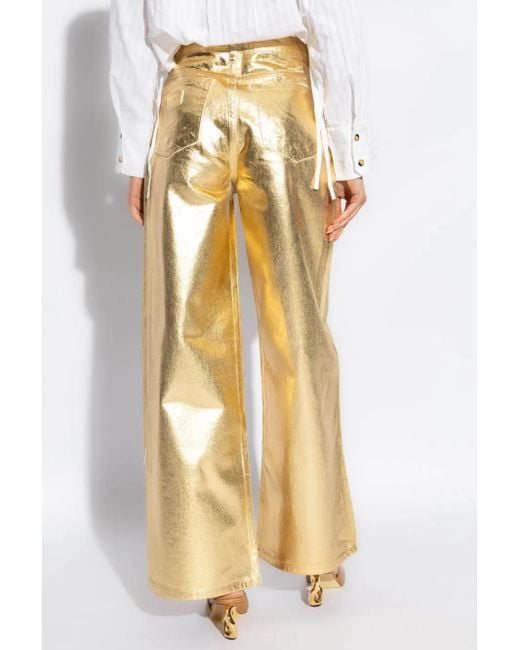 Ganni Metallic Denim Wide-Leg Jeans