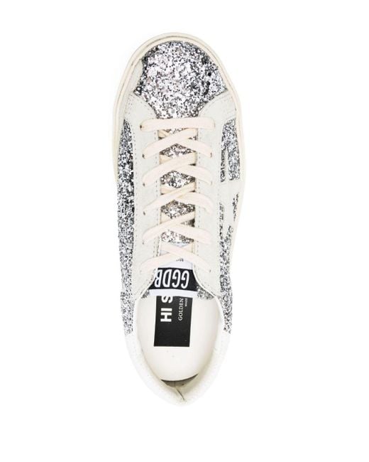 Sneakers Hi-Star con glitter di Golden Goose Deluxe Brand in White