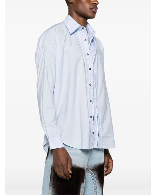 Y. Project Asymmetrisch Shirt Van Katoenblend in het Blue