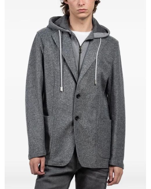Fradi Gray Hoodpost Button Blazer for men
