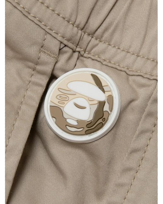Aape By A Bathing Ape White Moonface-Patch Drawstring Chino Pants for men