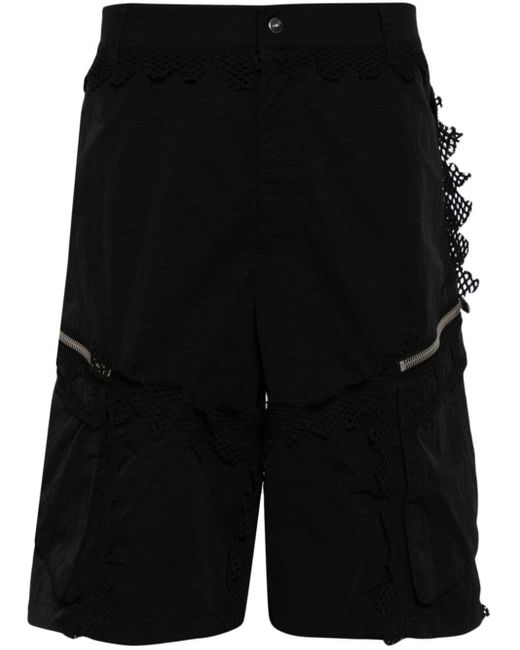 HELIOT EMIL Black Spherical Netting-detail Cargo Shorts for men