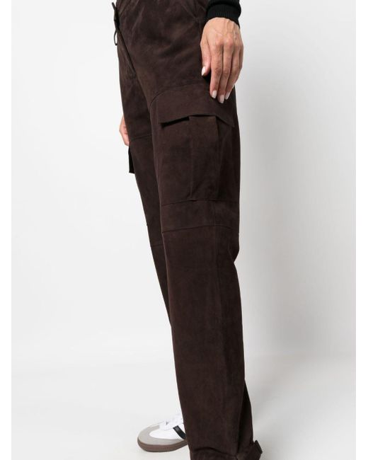 P.A.R.O.S.H. Straight-leg Suede Trousers in het Brown