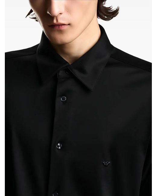 Emporio Armani Black Logo-Detail Short-Sleeve Shirt for men