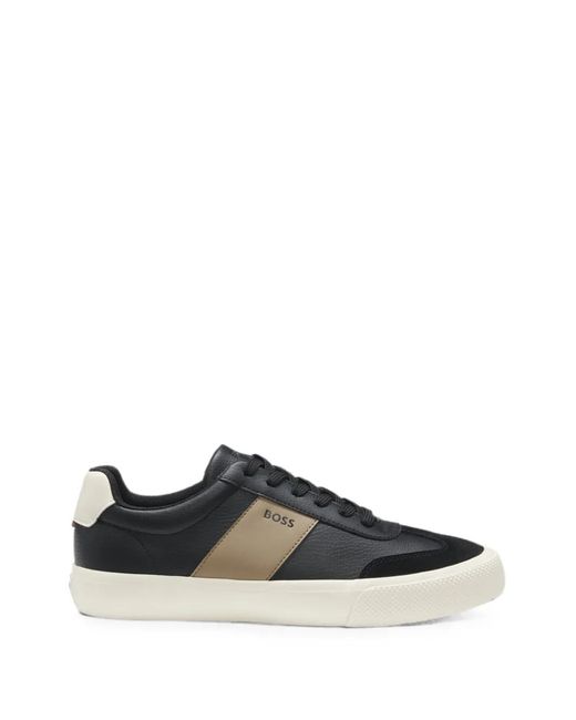 Boss Black Leather-Trim Trainers for men