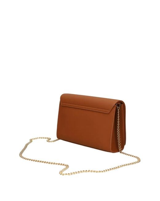 Love Moschino Brown Logo-Lettering Satchel Bag