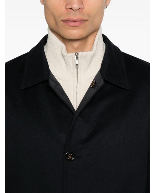 KIRED Black Cashmere Button-Down Coat for men