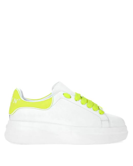 Philipp Plein Yellow Round-Toe Leather Sneakers