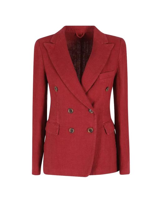 Kiltie Red Double-Breasted Peak-Lapel Blazer