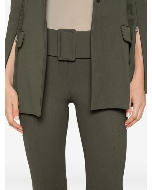 Patrizia Pepe Green Belted Slim-Fit Trousers