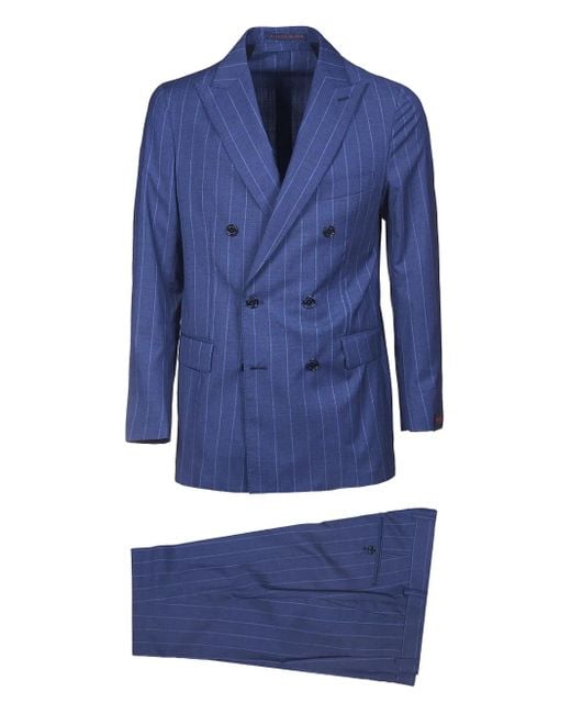 Bagnoli Sartoria Napoli Doppelreihiger Anzug mit Nadelstreifen in Blue für Herren