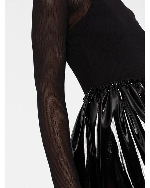 RED Valentino Black High-Shine Panel Detail Dress