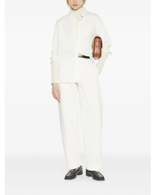 Maison Kitsuné White Tonal-Striped Cotton Shirt