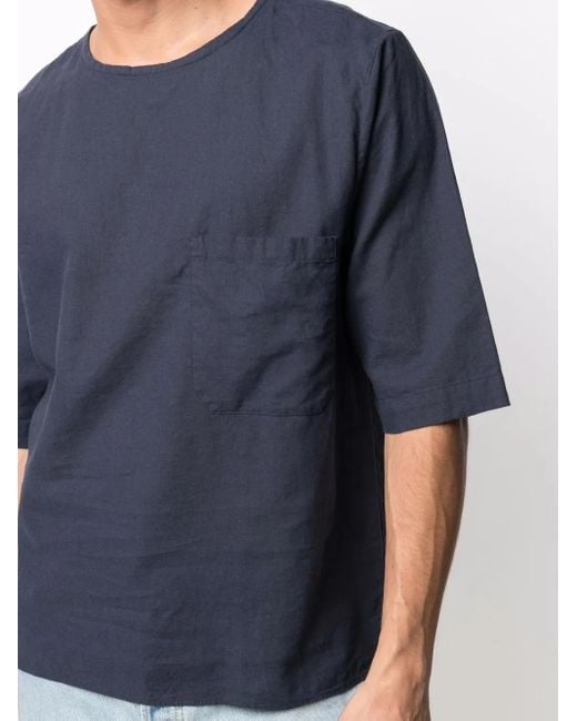 Dell'Oglio Blue Short-Sleeve Linen T-Shirt for men