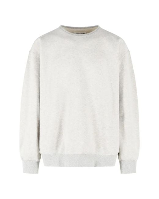 Maison Margiela White Denim-Patchwork Crew-Neck Sweatshirt for men