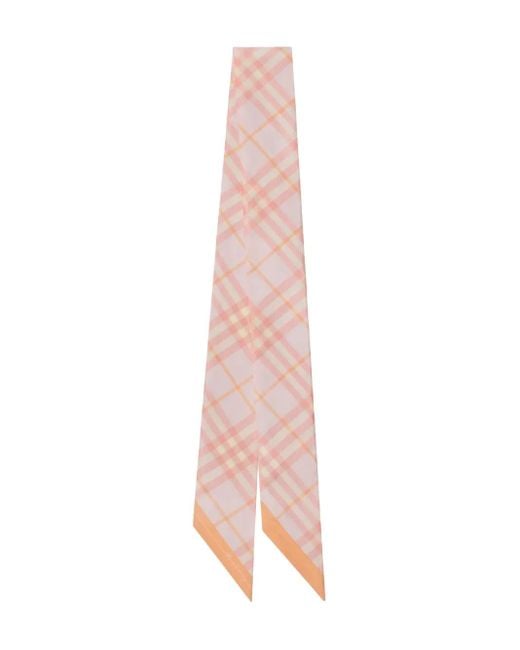 Burberry Pink Checked Silk Scarf