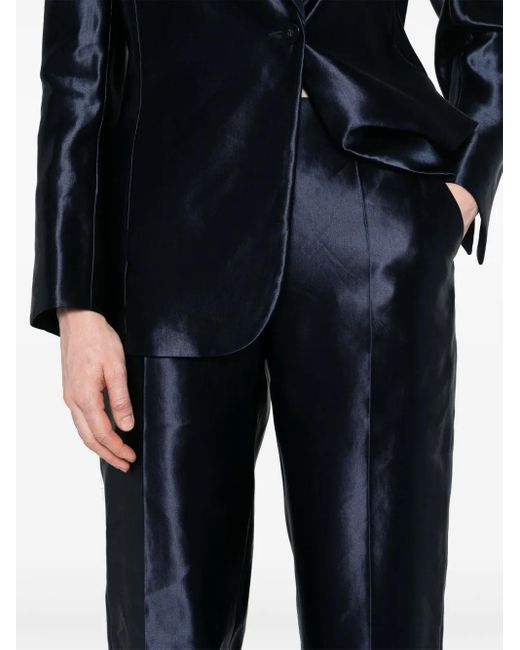 Giorgio Armani Blue Seam-Detail Satin Trousers