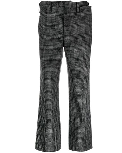 Yohji Yamamoto Gray Houndstooth Straight-Leg Trousers