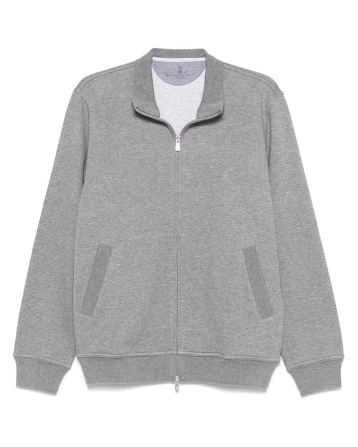 Brunello Cucinelli Gray Mélange-Effect Sweatshirt for men
