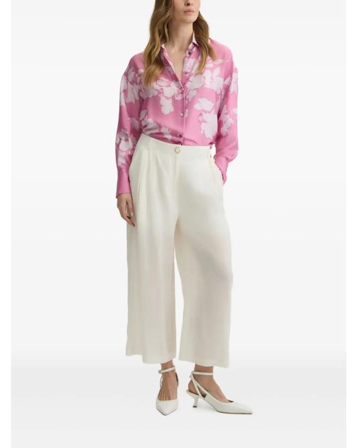 Liu Jo White Ramie Trousers With Semi-Sheer Construction