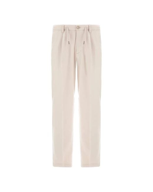Herno White Pleated Water-Repellent Trousers for men