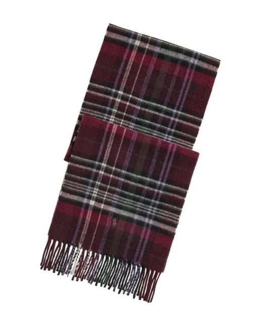 Polo Ralph Lauren Black Plaid Fringed Scarf for men