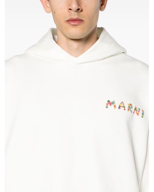Marni Hoodie mit Logo-Print in White für Herren