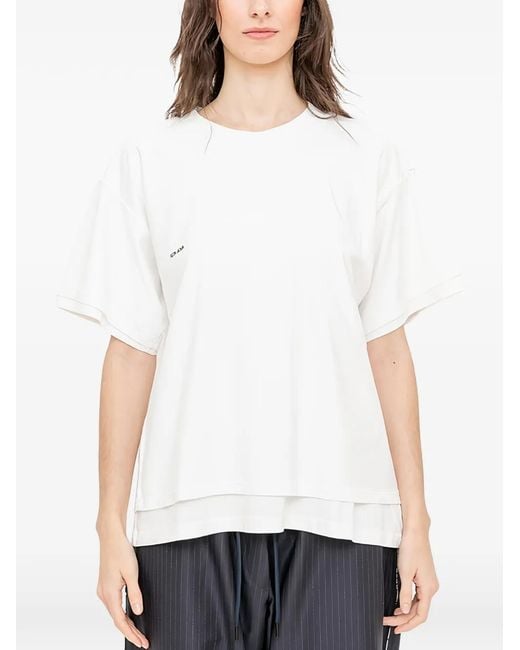 Facon Jacmin White T-Shirt Thoai Mirror À Design Superposé