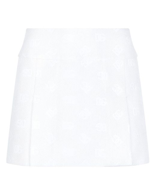 Minijupe plissée à logo jacquard Dolce & Gabbana en coloris White