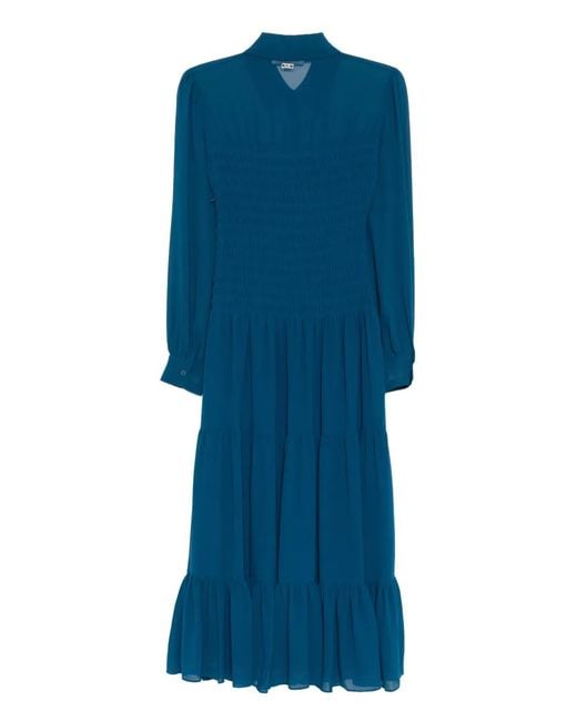 Michael Kors Women's Blue Smocked Shirt Dress Michael Kors Women's Blue Smocked Shirt Dress