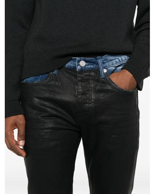 Purple Brand Gray Coated Raw Hem Denim for men