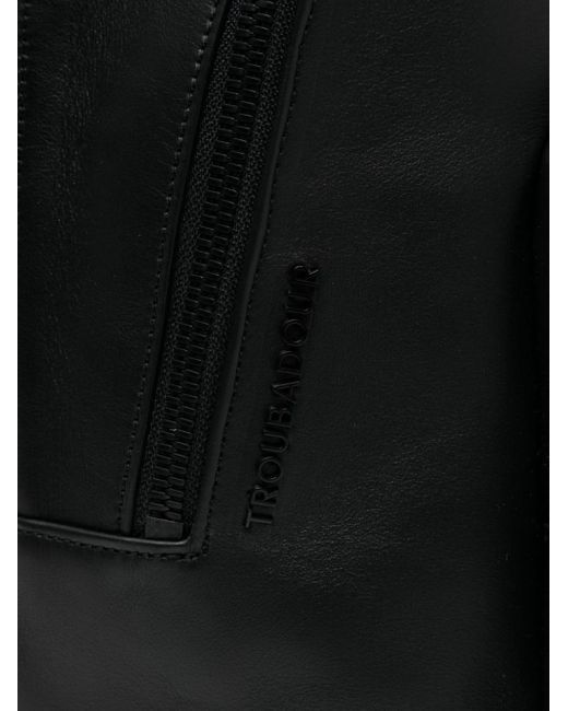 Troubadour Black Slipstream Logo-lettering Leather Backpack