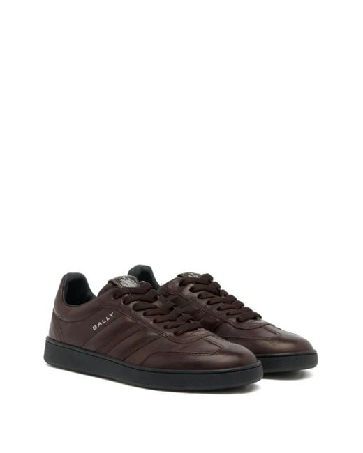 Bally Brown Retro Crest Leather Sneakers for men