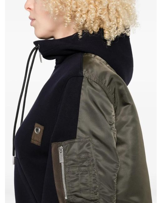 Sacai Black Panelled Hooded Jacket