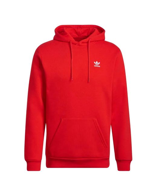 Adidas Red Adicolor Essentials Drawstring Hoodie for men