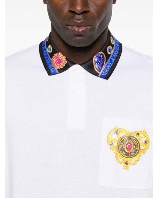 Versace Jeans Couture White Heart Couture Polo Shirt for men