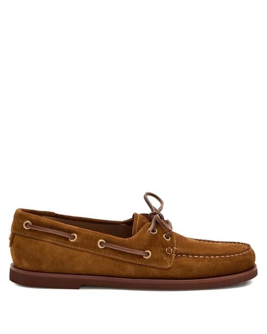 Gianvito Rossi Brown Vande Round-Toe Boat Shoes