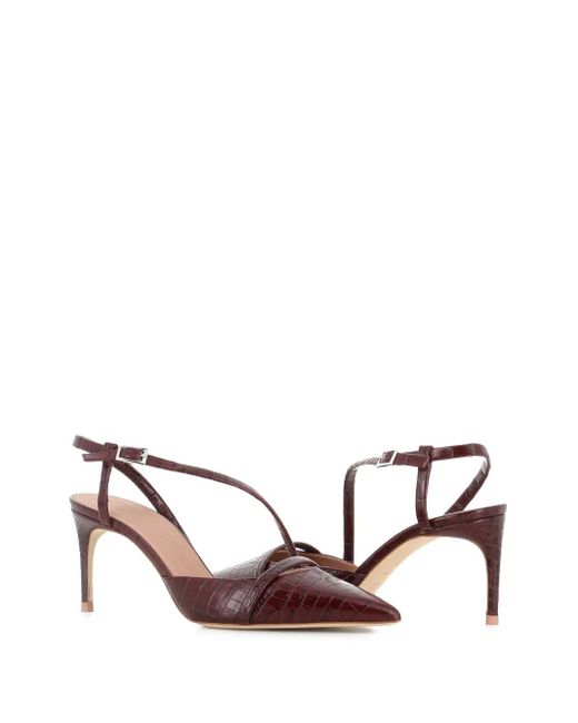 Malone Souliers Brown 70Mm Valeria Crocodile-Embossed Pointed-Toe Pumps