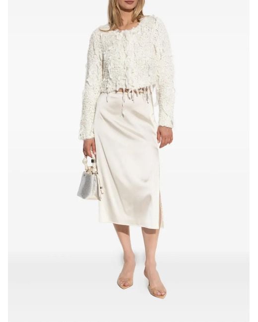 LoveShackFancy White Frayed Cardigan