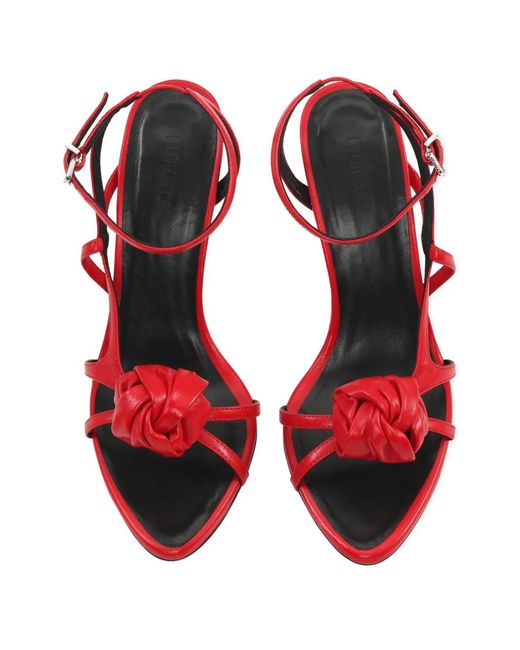 ROTATE BIRGER CHRISTENSEN Red Knot-Detail Leather Sandals