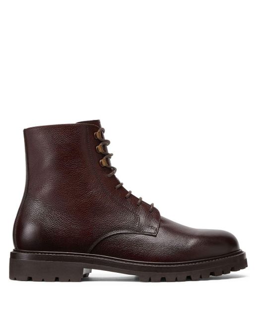 Brunello Cucinelli Brown Leather Ankle Boots for men