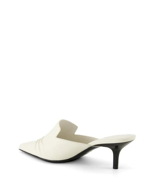 IRO White Pleated Point-Toe Mules