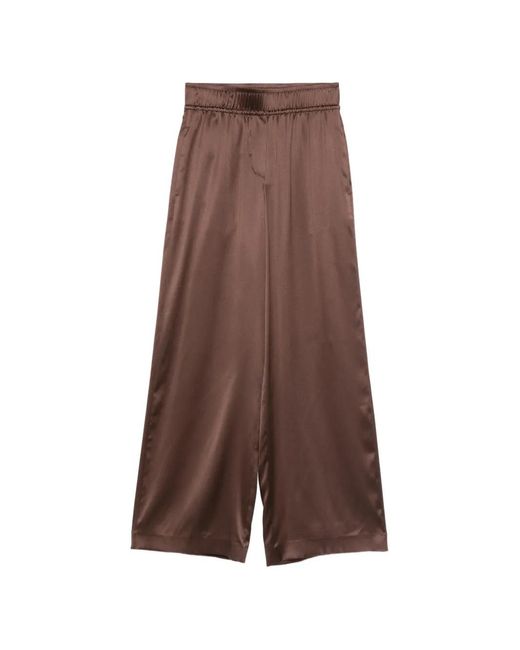 Brunello Cucinelli Brown Silk Trousers