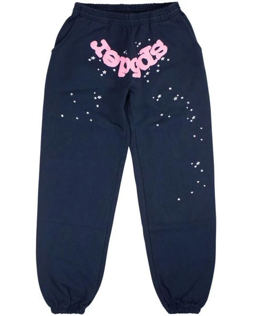 Sp5der Blue Atlanta Cotton Track Pants