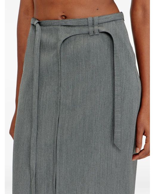 DIESEL Gray O-Rice Front-Zip Midi Skirt