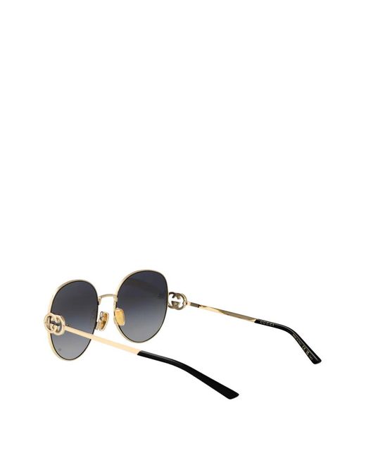 Gucci Metallic Interlocking Gg Round-Frame Sunglasses