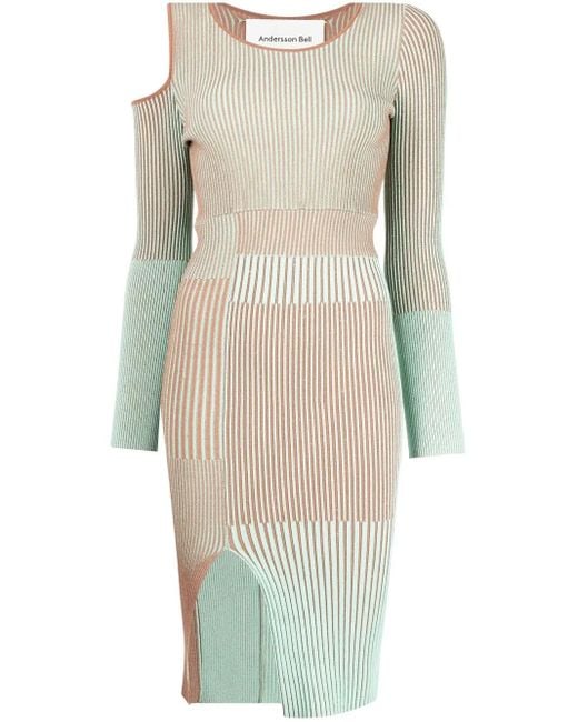 ANDERSSON BELL Natural Striped Knitted Dress