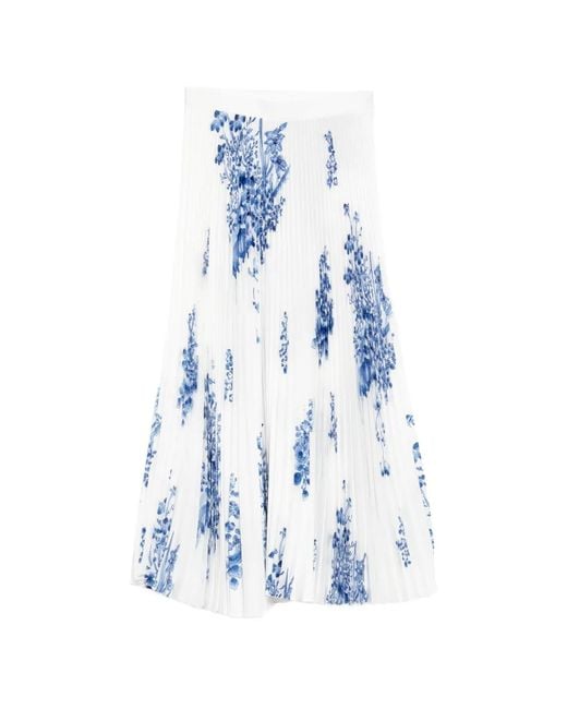 Enfold Blue Floral Pleated Skirt