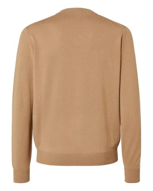 Fendi Brown Embossed-Logo Wool Sweater for men