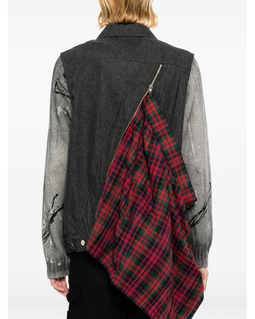 Kidill Red Plaid Denim Jacket for men